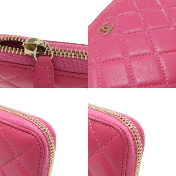 CHANEL Pink Lambskin Leather Logo Wallet - Picture 9 of 11